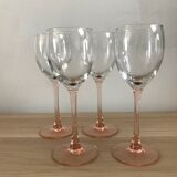 4 luminarc wine glasses with pink base