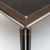 Paolo Barracchia Italian Steel and Inlaid Wood Dinning Table by Roman Deco