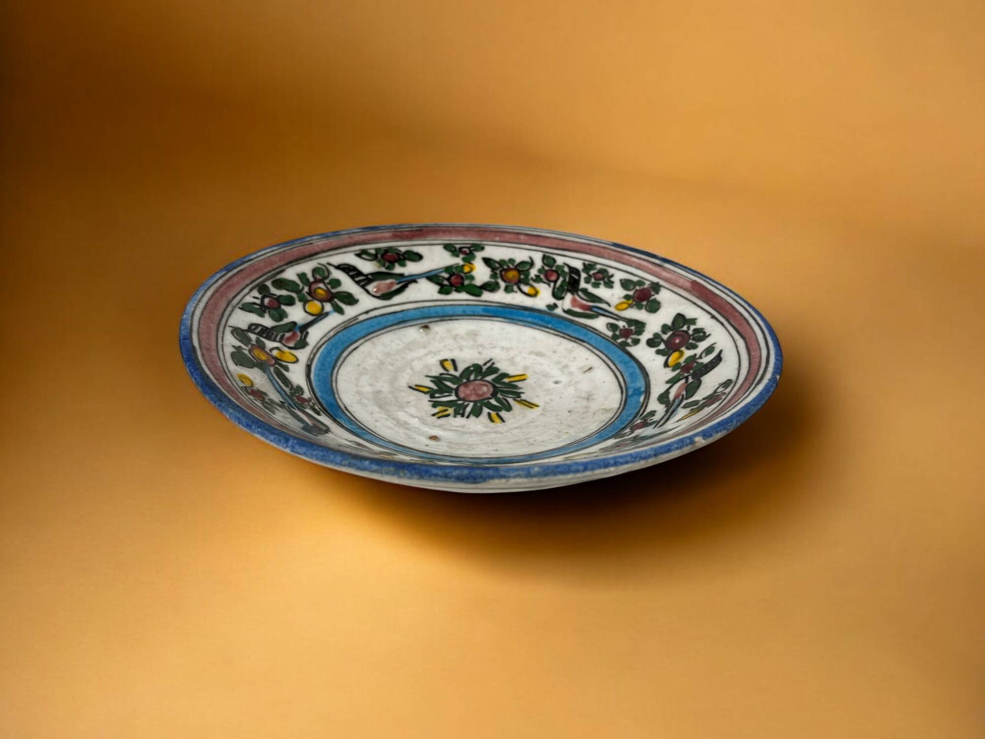 Qadjar, siliceous ceramic plate Persia Iran 18th century