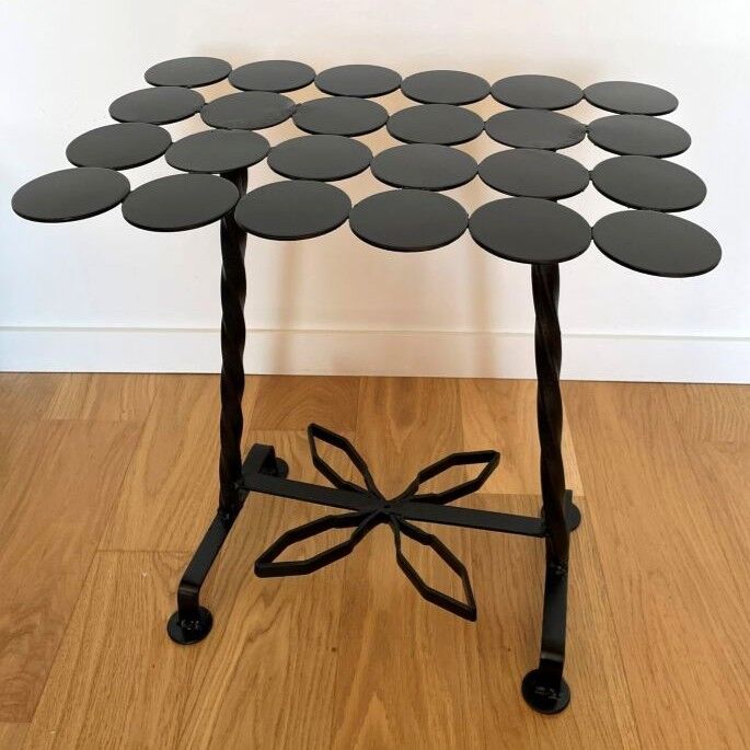 Occasional table / rectangular side table wrought iron with discs