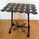 Occasional table / rectangular side table wrought iron with discs