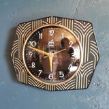 Vintage clock silent wall clock 60s "Golden Black Electric Japy"
