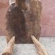 Brutalist coffee table in solid wood, tripod. (Popular art)