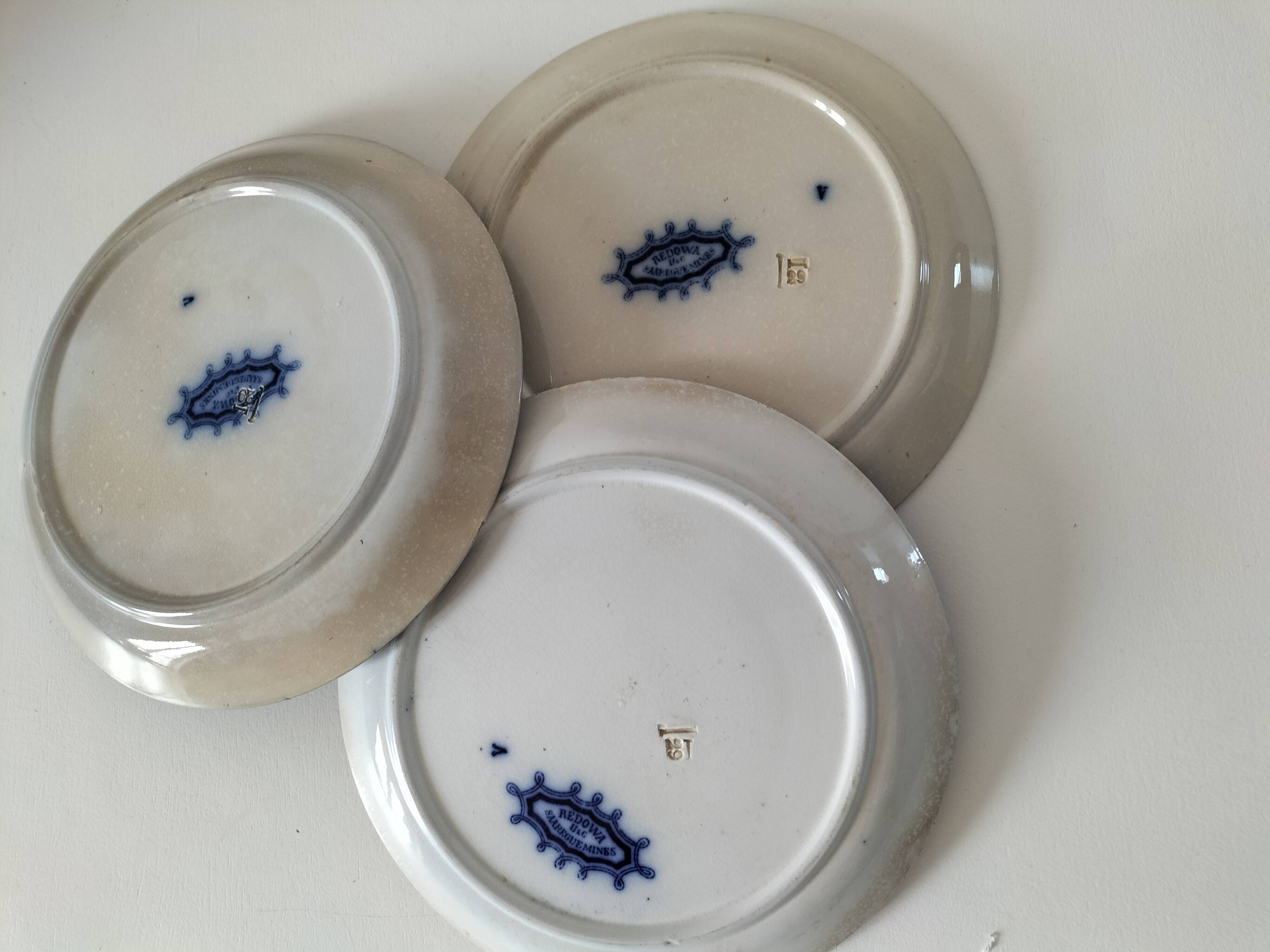 Trio of redowa plates – sarreguemines, ironstone – circa 1890