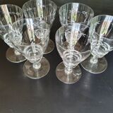 6 vintage wine glasses engraved pyramid shape