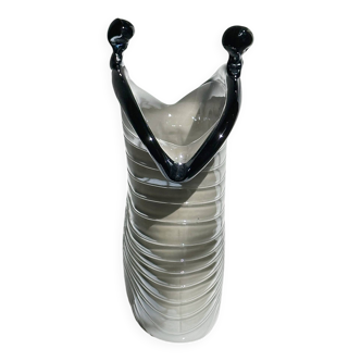 Italian Grey Iridescent Bag Vase Murano