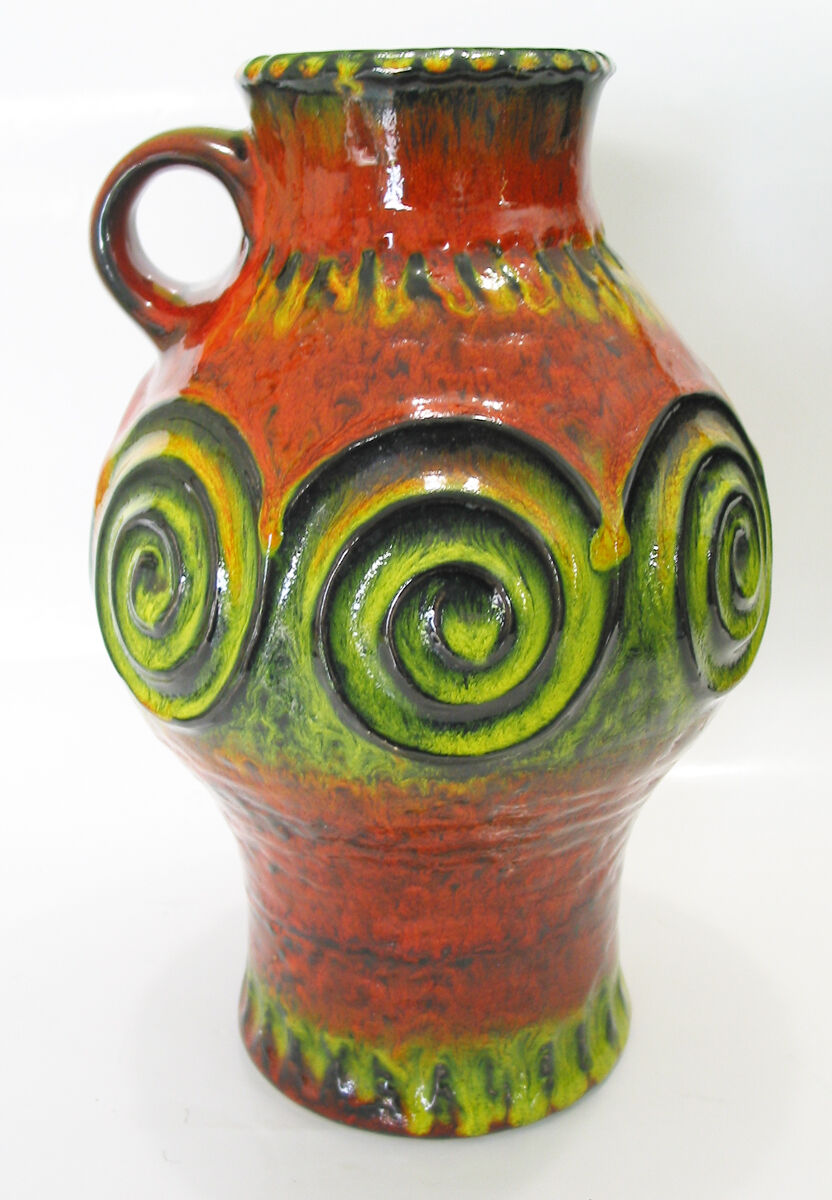Pair of vases 1970's fat lava retro design mid century