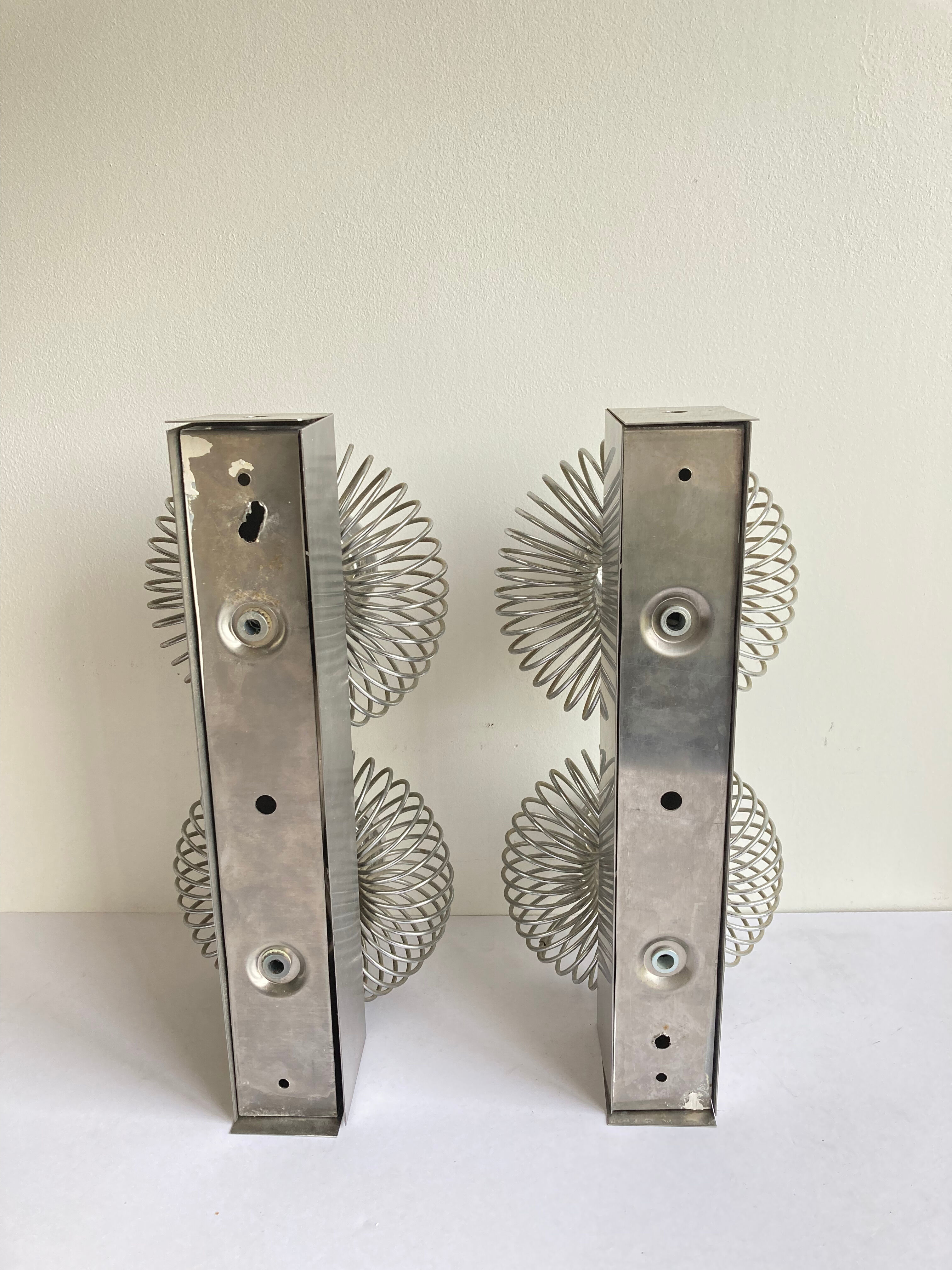 Vintage pair wall lamps spring lamp Andrea Lazzari design 70s Italy