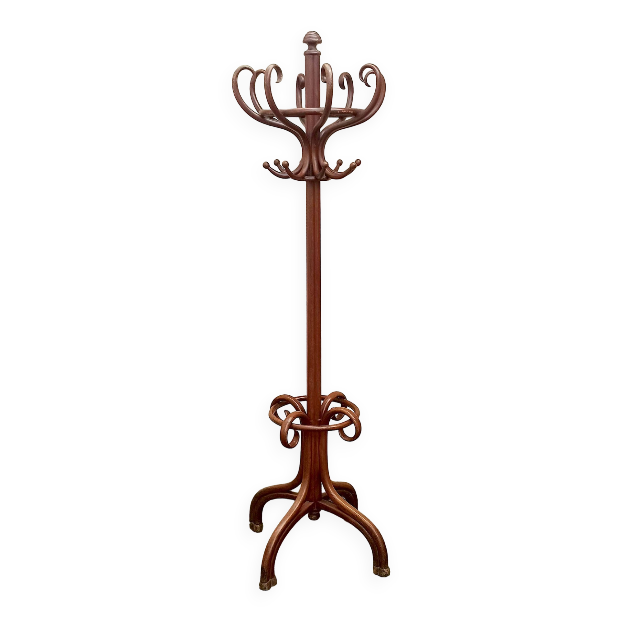 Thonet parrot coat rack, 8 branches, beech, early 20th century