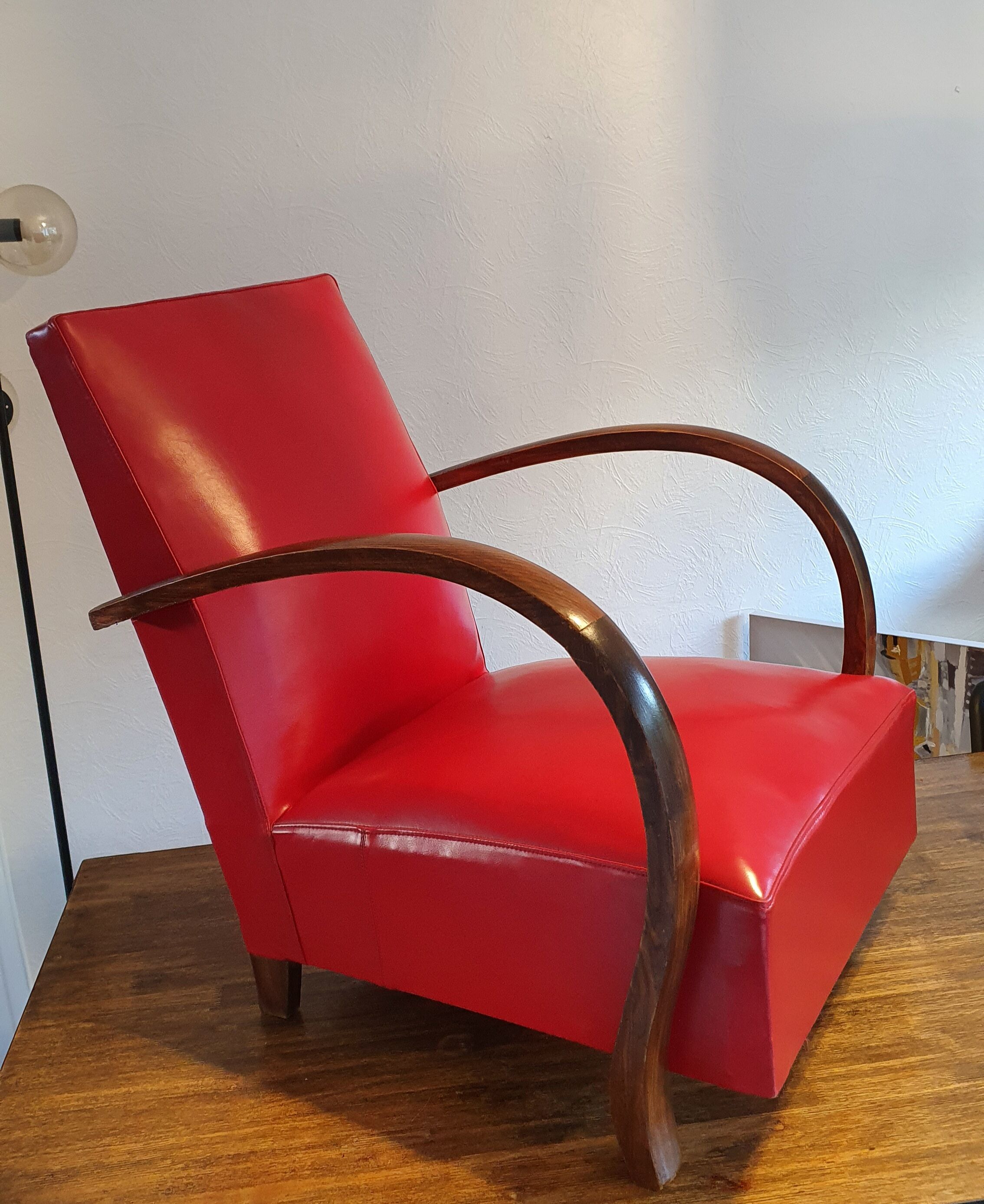 Armchair art deco skaï red
