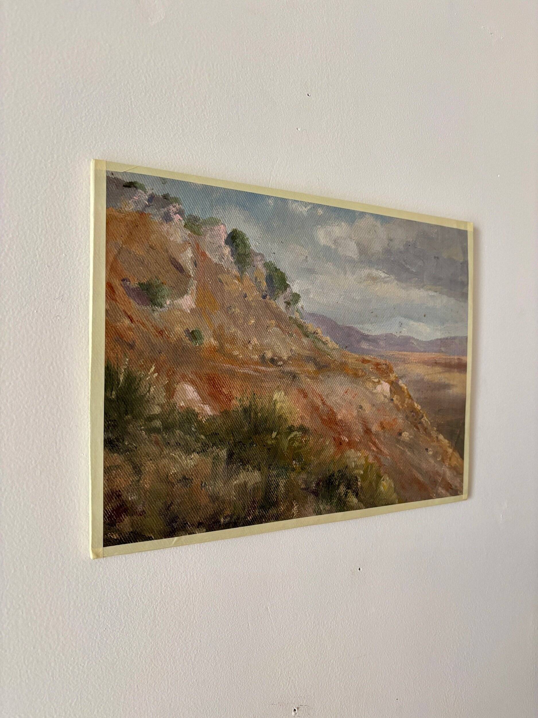 Peinture à l'huile sur toile "Falaise et montagnes" n°64
