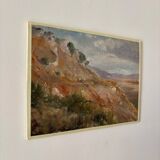 Peinture à l'huile sur toile "Falaise et montagnes" n°64