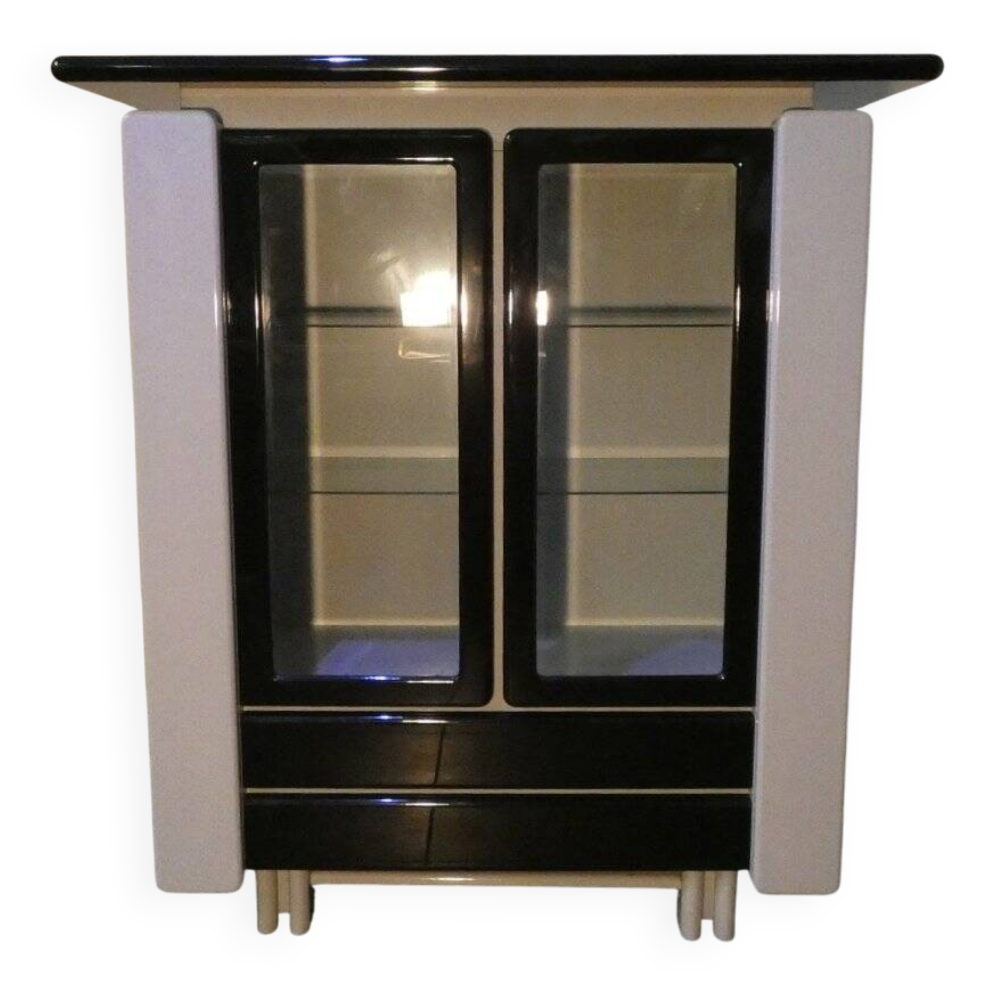 Bicolour lacquered wood bar cabinet, Italy, 1980s