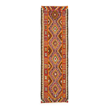 Turkish Handwoven Vintage Herki Kilim 100 cm x 326 cm