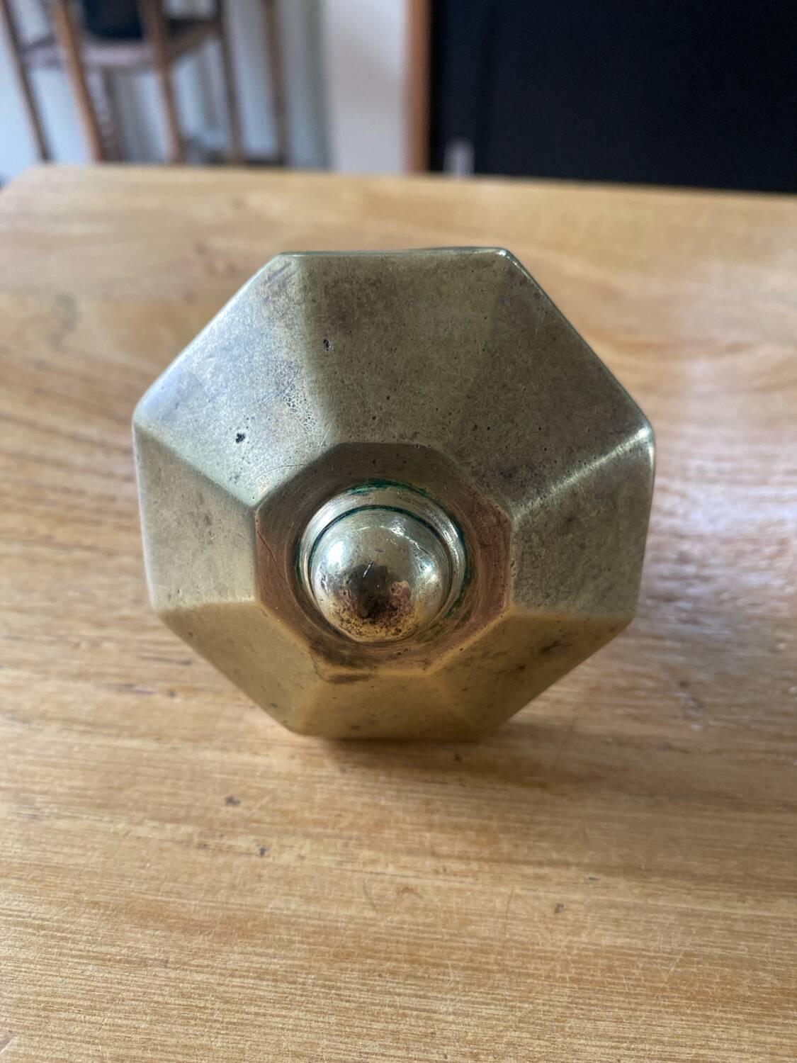 Octagonal brass door handle