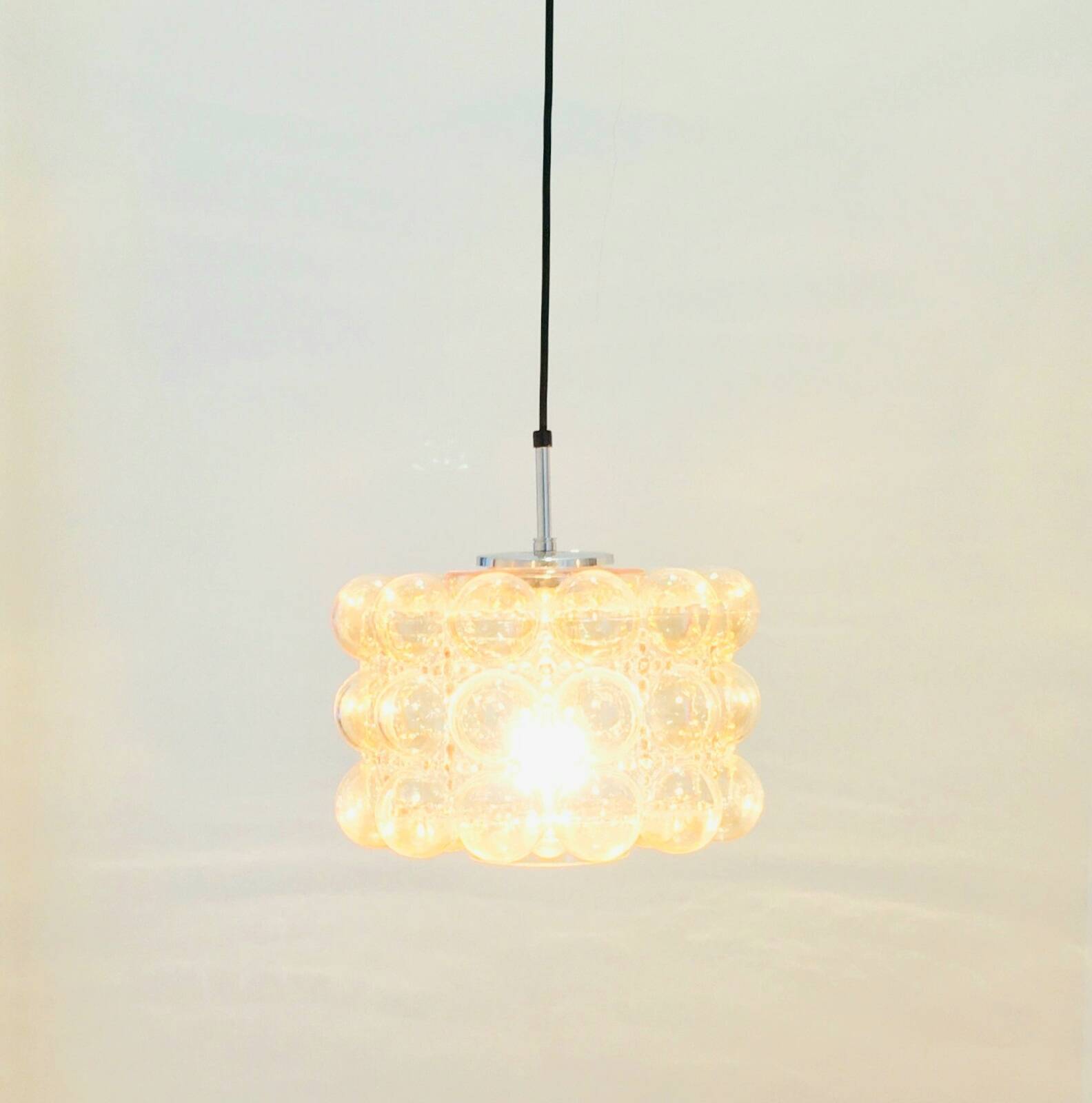 Large Amber Bubble Glass Pendant Light by Helena Tynell for Limburg, 1960s