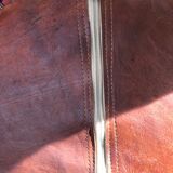 Round leather floor pouf