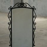 French mid-century brutalist wall mirror in wrought iron, made in the 1950s.