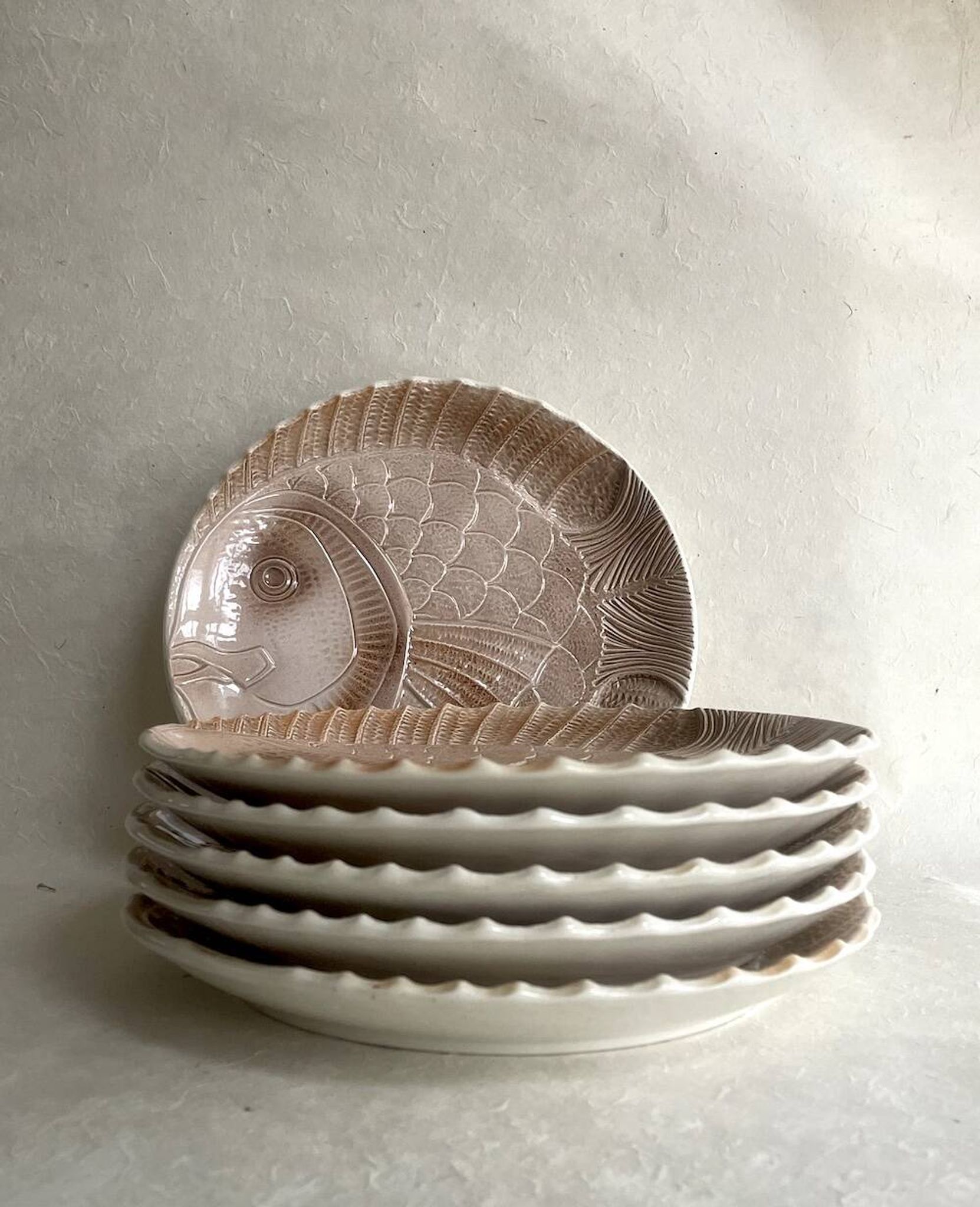Set of 6 fish plates in ceramic – Sarreguemines
