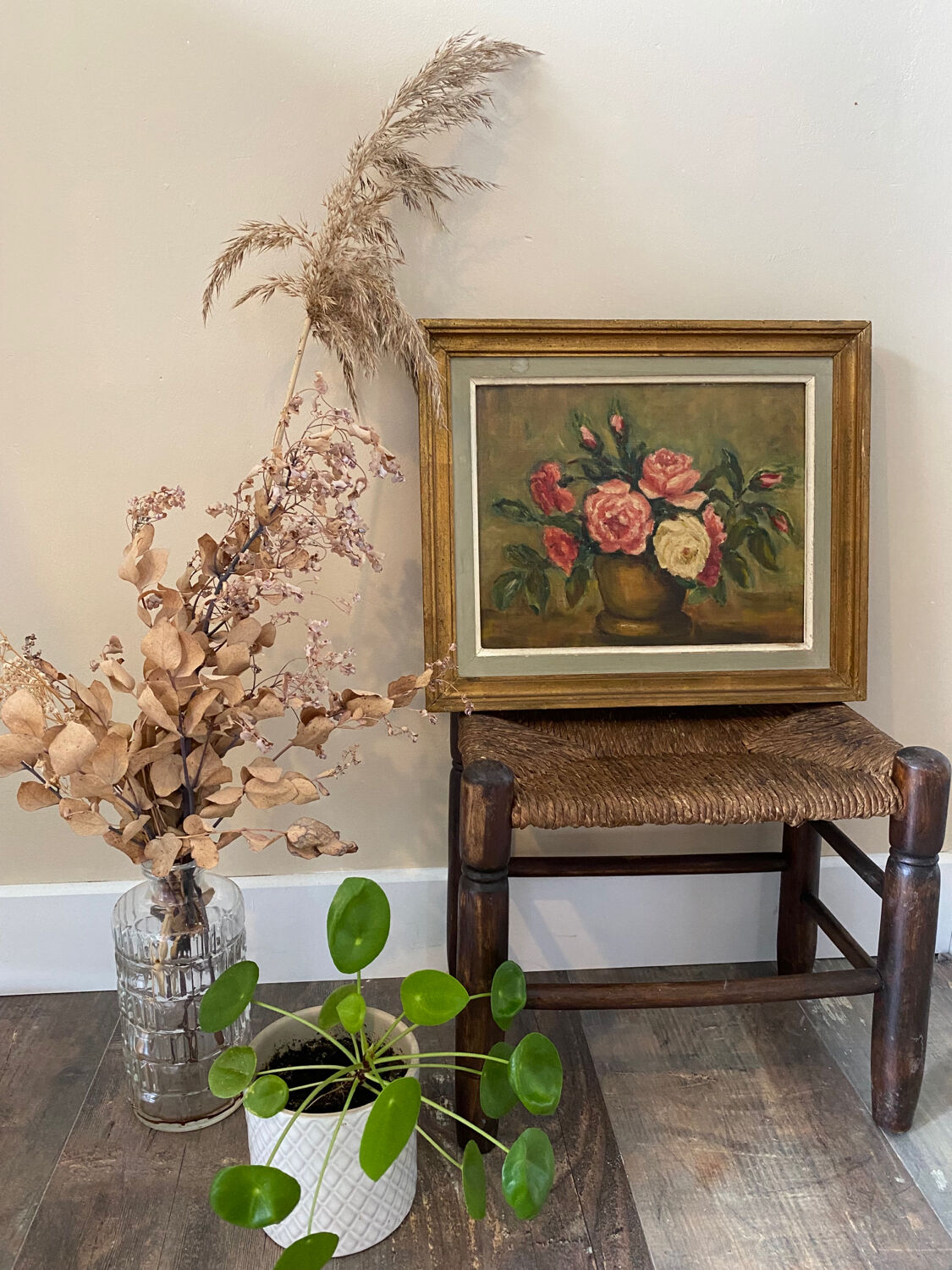 Peinture nature morte bouquet de roses