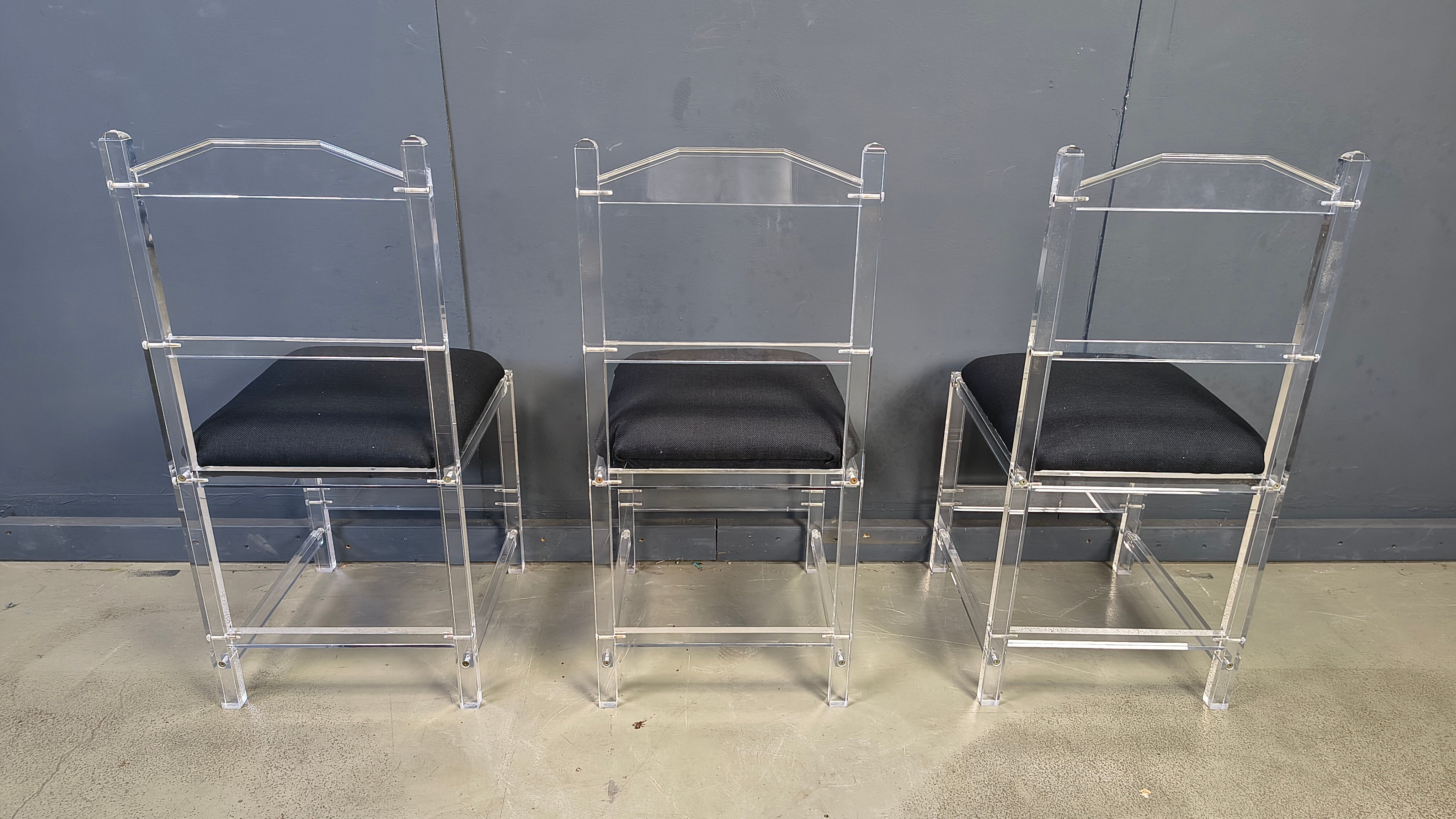 Lucite or plexi dining chairs, 1970s - set of 6