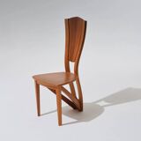 Set of 4 solid elm chairs, Maison Seltz, 1980s