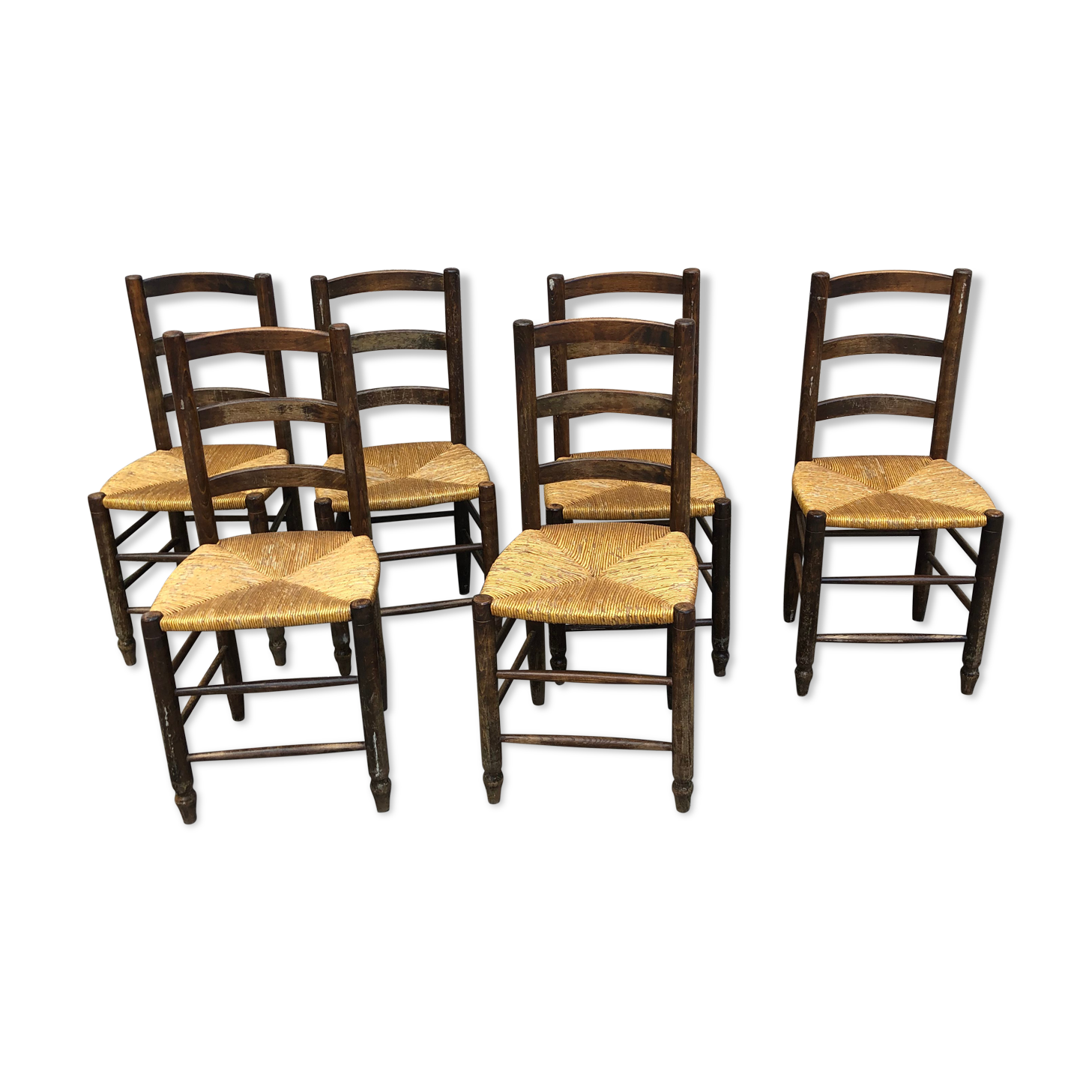 Set of 6 rustic chairs mulched