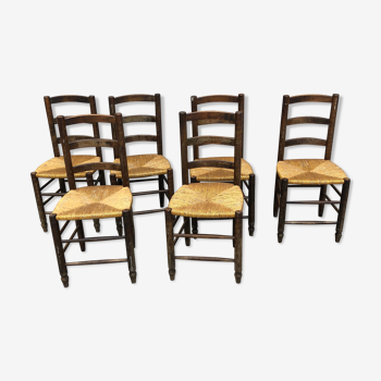 Set of 6 rustic chairs mulched