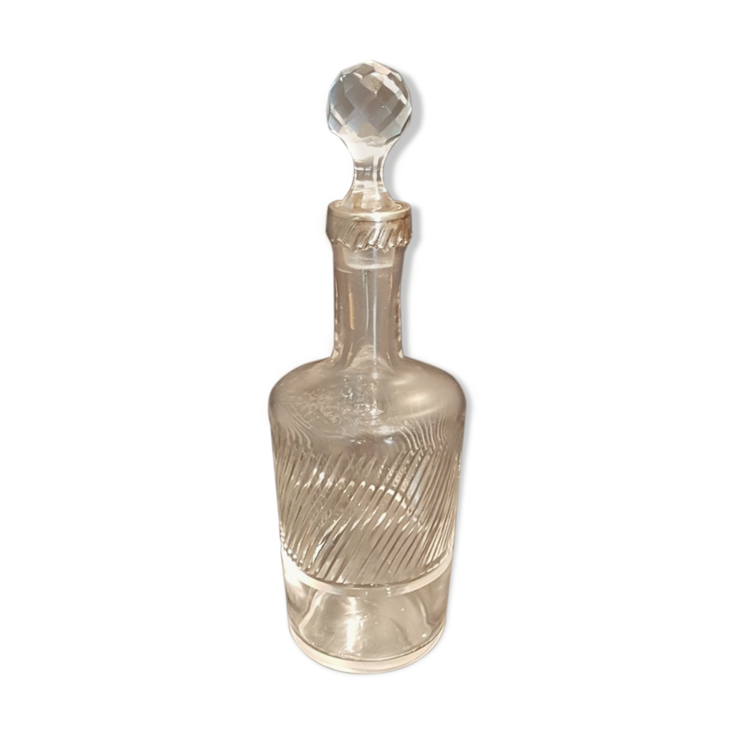 Molded glass carafe with silver frame