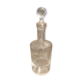 Molded glass carafe with silver frame