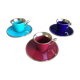 3 cups and mocha saucers in red and green colours