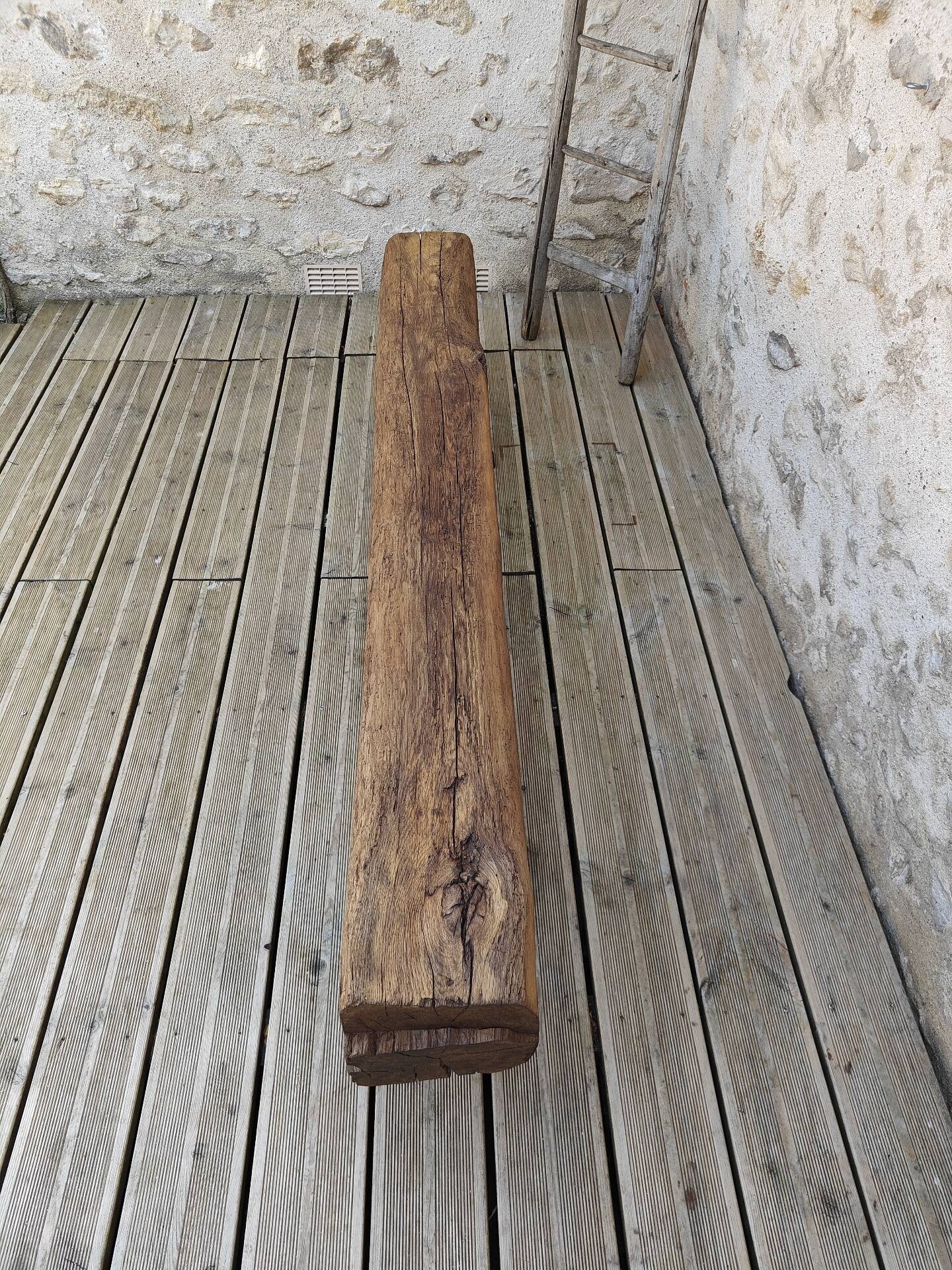 Brutalist oak bench