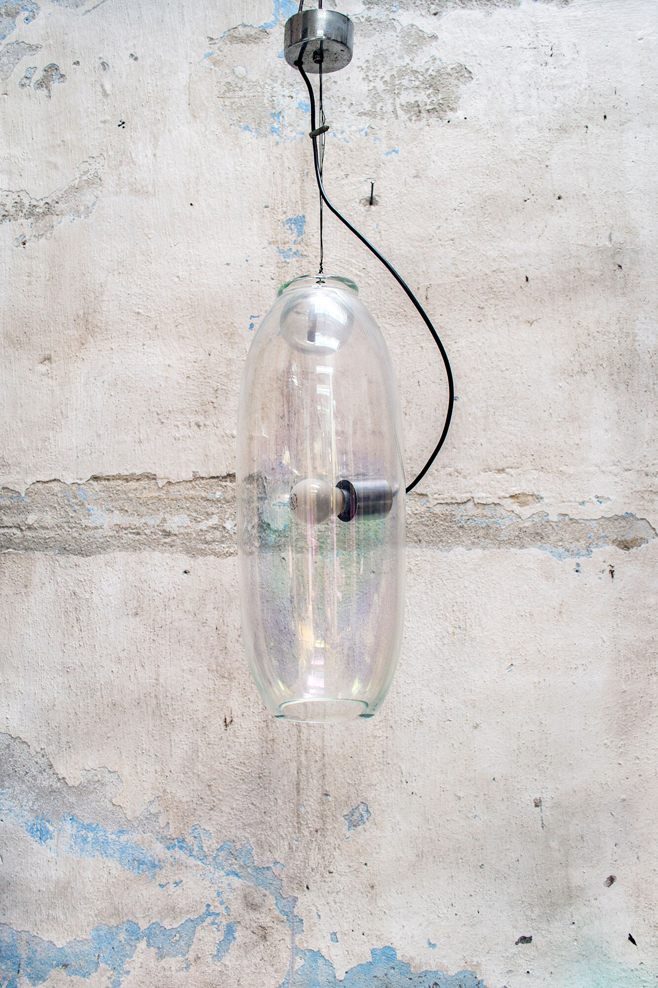 Particolare lampada in vetro Murano acidato, Italy, 1970s