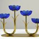 Bougeoirs en laiton massif et en verre artistique bleu cobalt par Gunnar Ander pour Ystad-Metall, Suède, années 1950.