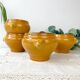 4 lion's head onion soup bowls in vintage ceramic - honey and black, made in France.