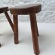 Pair of tripod stools in vintage 50s/60s brutalist elm.