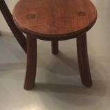 Set of 2 solid wood tripod stools