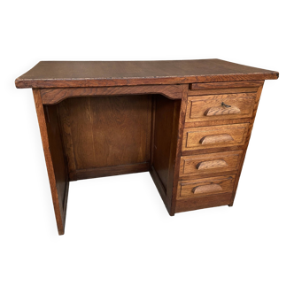 Petit bureau style administratif style américain vintage 1950 chêne