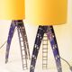 Pair of Tripod Lamp Feet - Space Age Style - Electric Blue Metal
