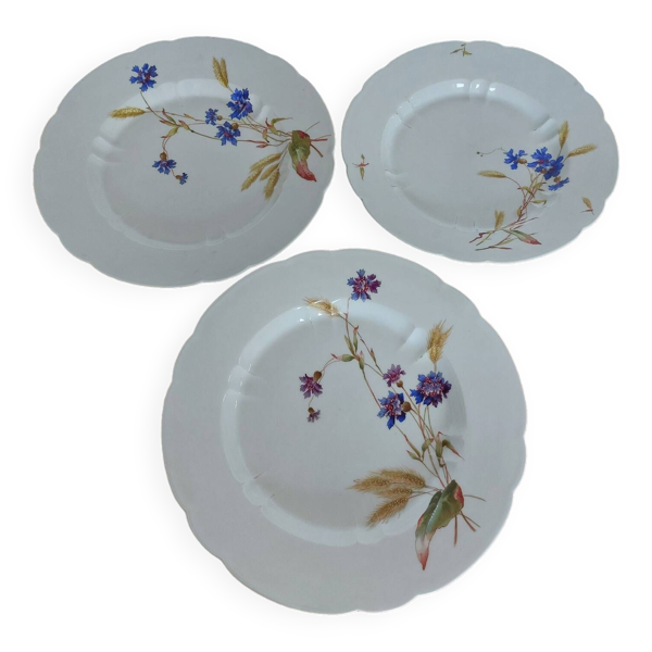 Lot de 3 anciens plats ronds Porcelaine de Limoges Haviland