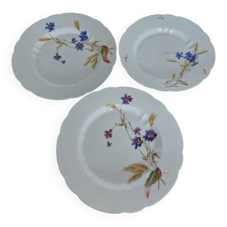 Lot de 3 anciens plats ronds Porcelaine de Limoges Haviland