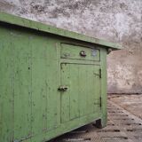 Antique workbench green kitchen island