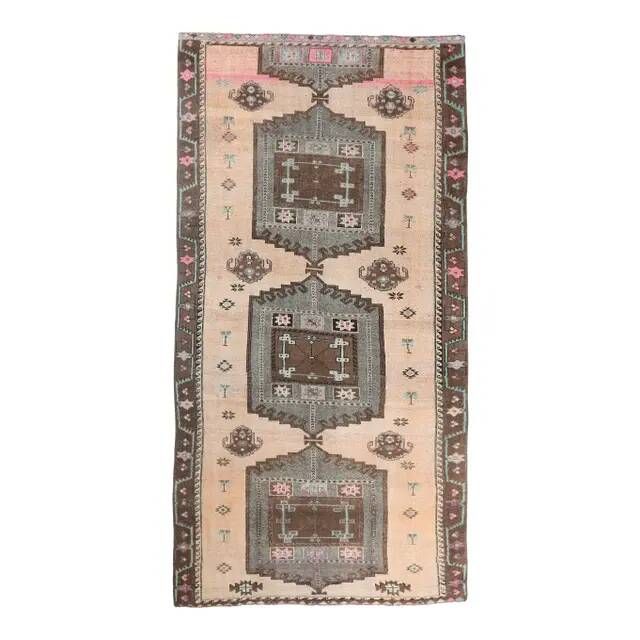 Vintage Turkish Anatolian Hand-Knotted Wide Runner 183x353