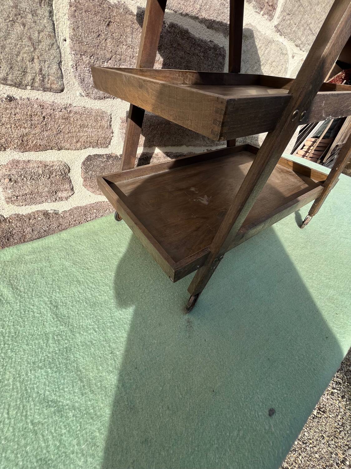 Wooden serving trolley