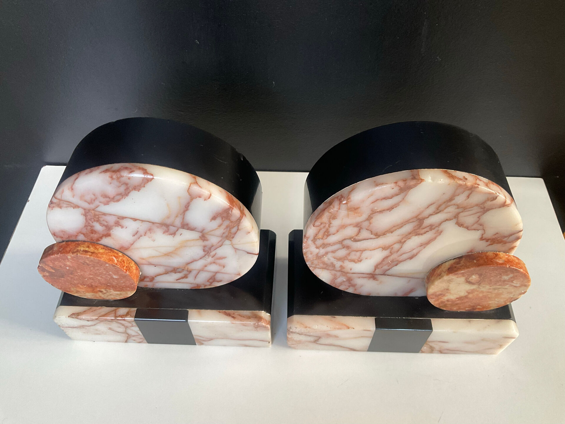 Art Deco marble bookends