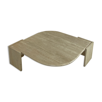 Coffee table Roche Bobois "eye" in travertine, 1970
