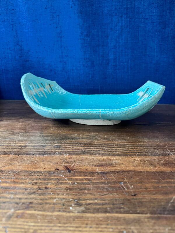 Grande coupe à fruit / centre de table en céramique émaillée 1970