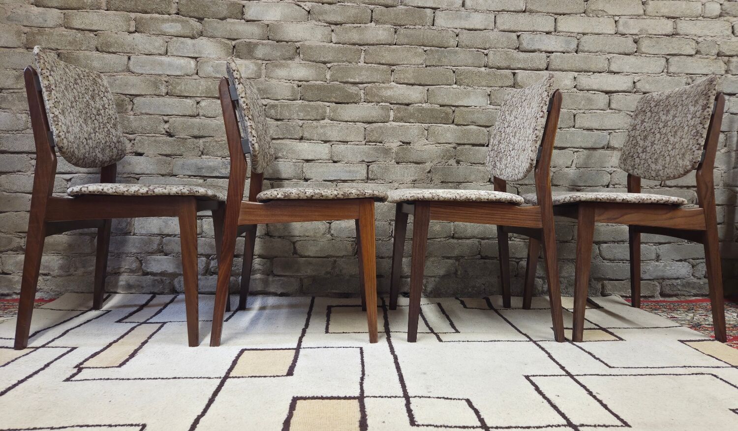 Set of 4 vintage Scandinavian teak chairs from the 1960s.