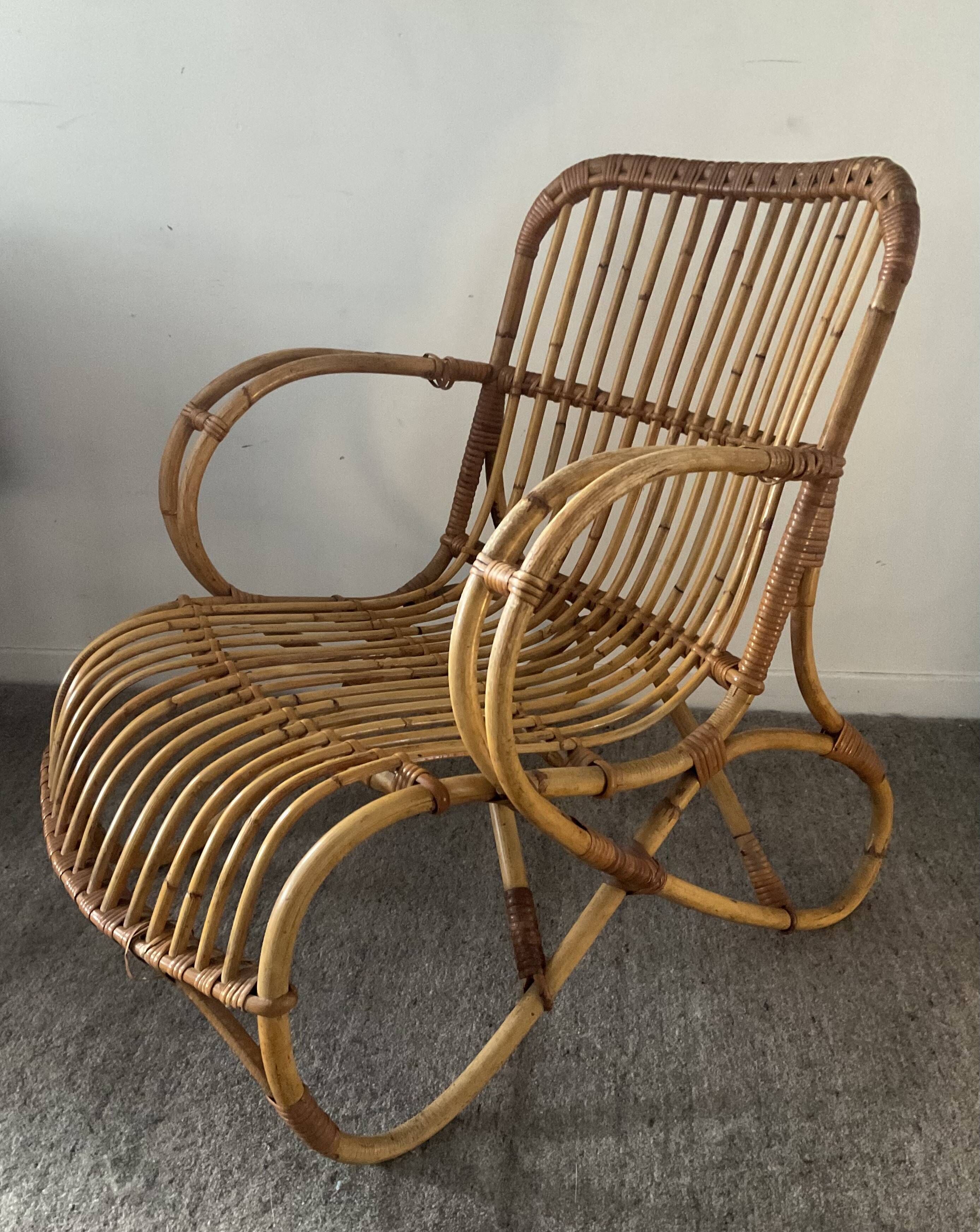 1970s rattan children's armchair