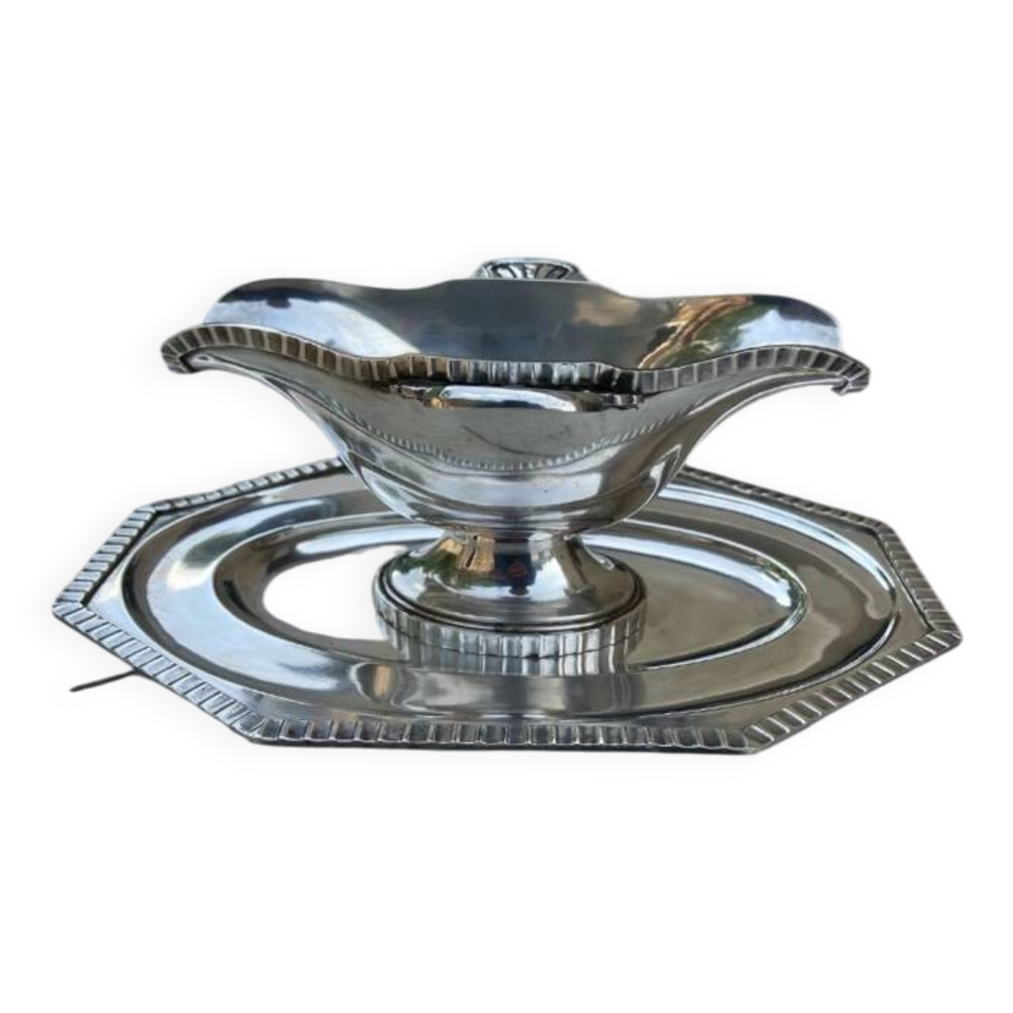 Magnificent Art Deco Silver Metal Sauce Boat by Georges Weinthal